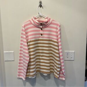 J. Crew Striped button front pullover sweatshirt women’s size XXL pink beige